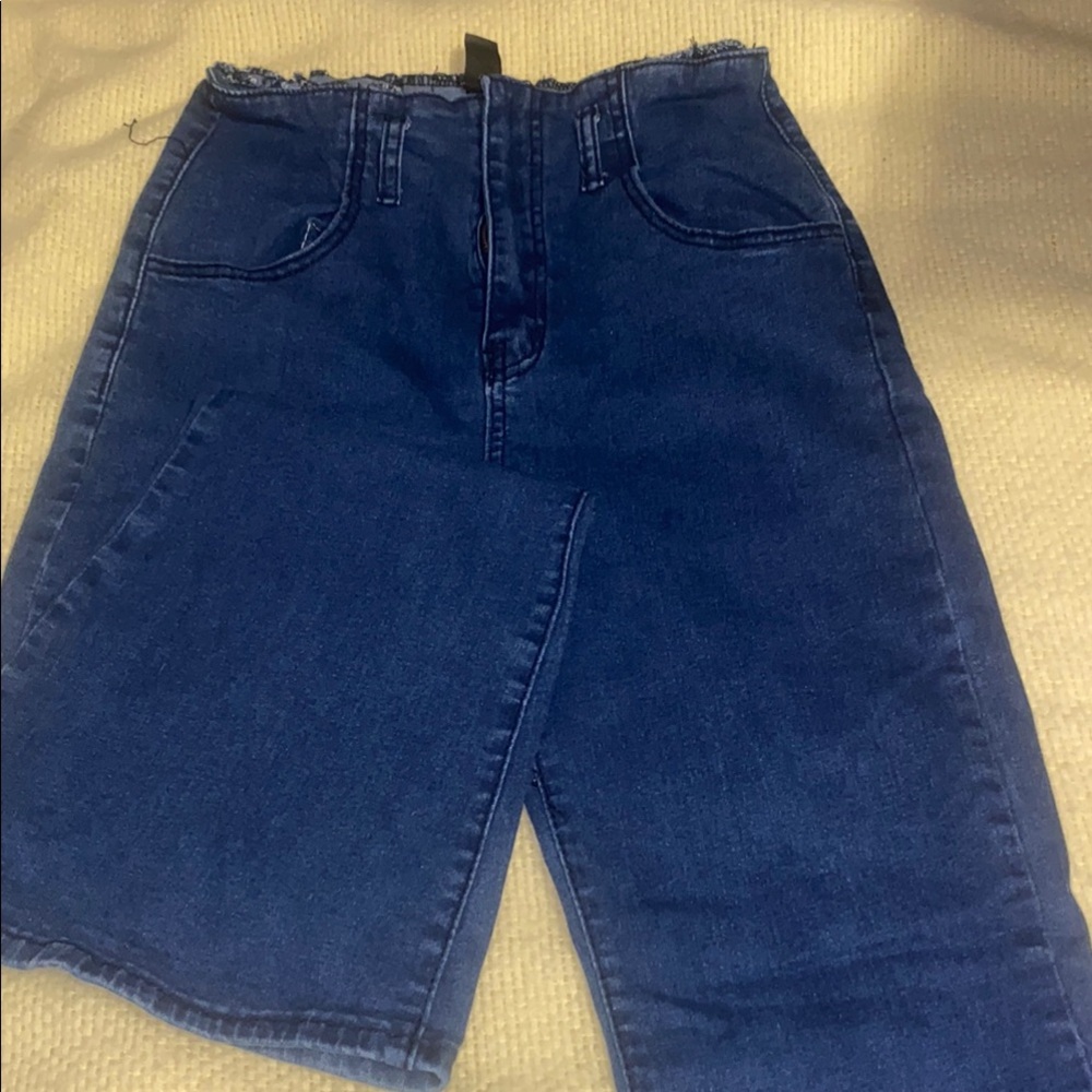 SHEIN Blue Flare Wide Leg Jeans